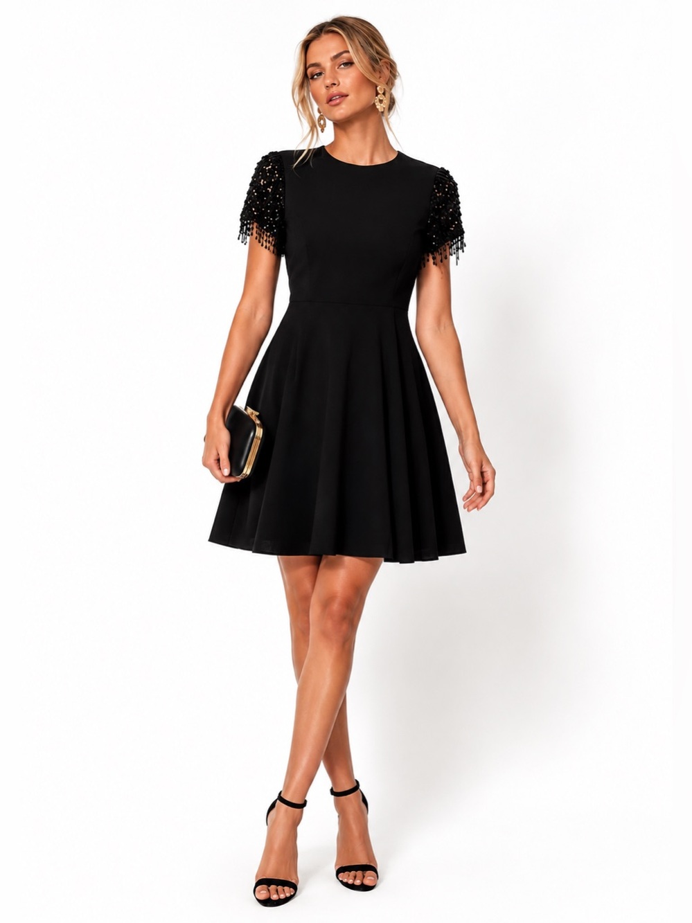 Kate Spade New York Sequin Fringe Swing Dress Black NWT Size 6